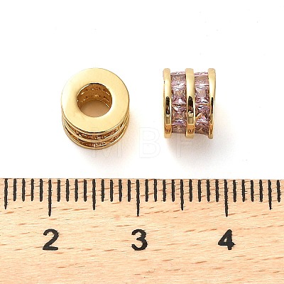 Brass Micro Pave Cubic Zirconia Beads KK-D093-04G-01-1