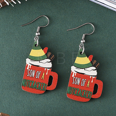 Wood Dangle Earrings FS-WG0F4E6-01-1