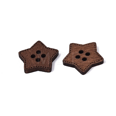 4-Hole Star Wood Buttons BUTT-Q046-08B-1