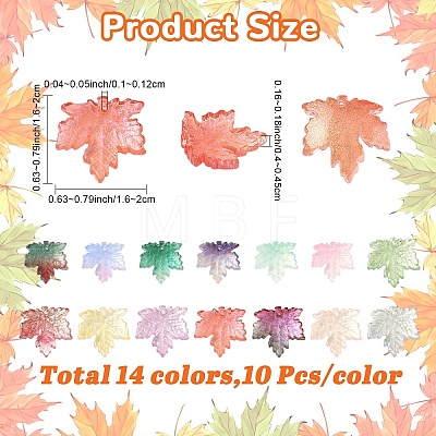 140Pcs 14 Colors Two Tone Transparency Glass Pendant GLAA-YW0005-77-1