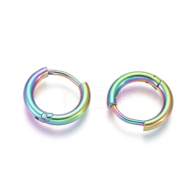 Ion Plating(IP) 304 Stainless Steel Huggie Hoop Earrings EJEW-F111A-13mm-Y-1