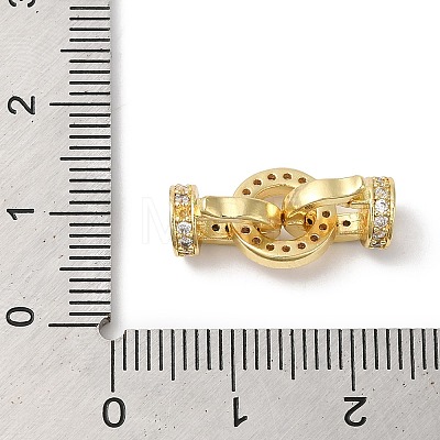 Rack Plating Brass Micro Pave Clear Cubic Zirconia Fold Over Clasps KK-A222-04A-G-1