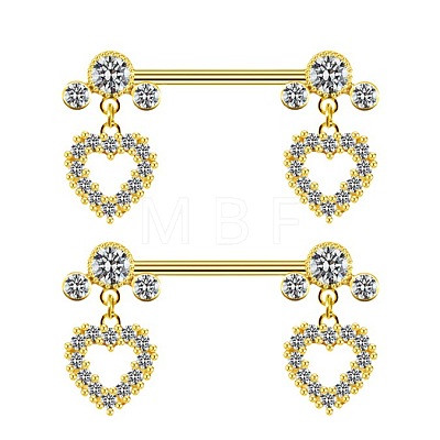 316L Surgical Stainless Steel Clear Cubic Zirconia Heart Nipple Nail Rings WG5DC82-01-1