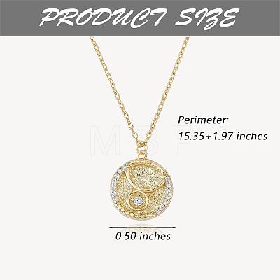 925 Sterling Silver 12 Constellation Necklace Gold Horoscope Zodiac Sign Necklace Round Astrology Pendant Necklace with Zircons Birthday Jewelry Gift for Women Men JN1089D-1