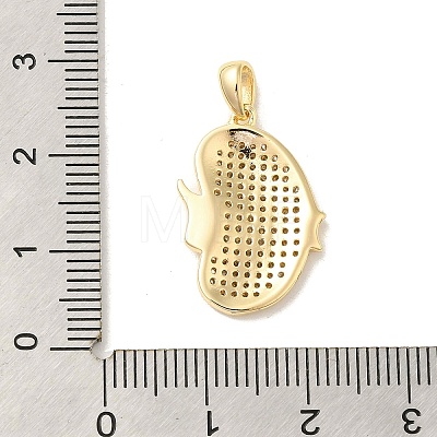 Brass Micro Pave Clear Cubic Zirconia Pendants KK-Z073-21G-1