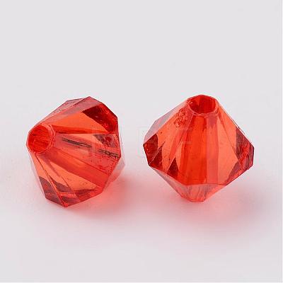 Faceted Bicone Transparent Acrylic Beads DBB4mm-84-1