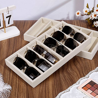 6 Grids Rectangle MDF Covered with Velvet Glasses Organizer Trays ODIS-WH0030-293-1