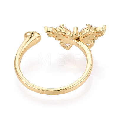 Butterfly Brass Micro Pave Cubic Zirconia Cuff Rings Setting KK-T079-50G-1