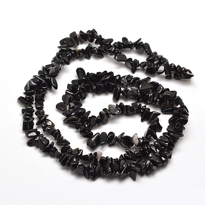 Natural Obsidian Chip Bead Strands G-M205-06-1