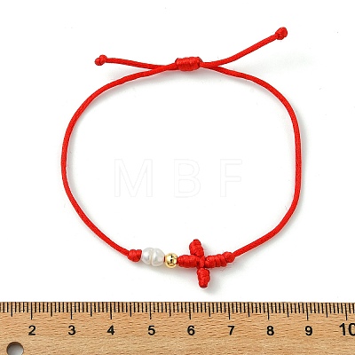 Rack Plating Brass & Natural Cultured Freshwater Pearl Beads Braided Bead Bracelets BJEW-JB13769-1