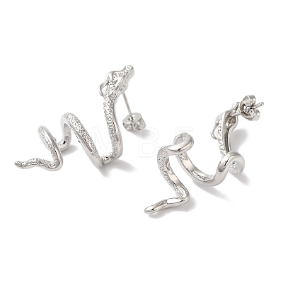 Snake Brass Ear Studs EJEW-P281-02P-1