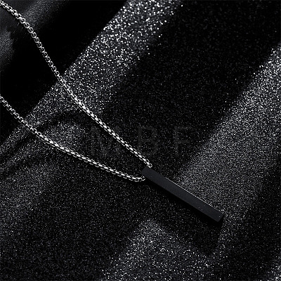 Cuboid 201 Stainless Steel Pendant Necklaces for Men FS-WGBE4EC-03-1