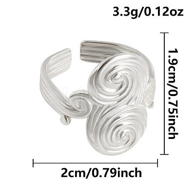Wave Texture 304 Stainless Steel Open Cuff Rings XG7787-1-1