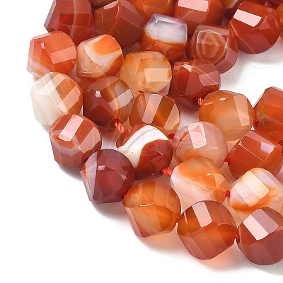Natural Red Banded Agate Beads Strands G-C267-B11-1