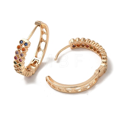 Brass Micro Pave Colorful Cubic Zirconia Hoop Earrings EJEW-M238-70KCG-1