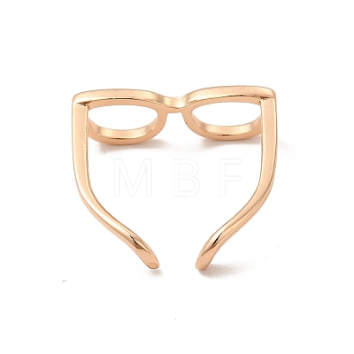 Brass Glasses Frame Open Cuff Ring for Women X-RJEW-F140-140KCG-1