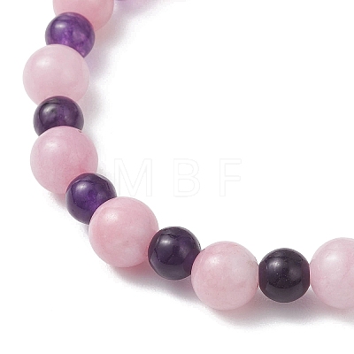 3Pcs Natural Quartz & Rose Quartz Beads Stretch Bracelet for Women BJEW-JB13153-1