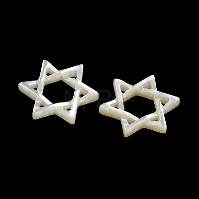 Natural White Shell Star of David Multi-Strand Links SSHEL-N038-04B-1