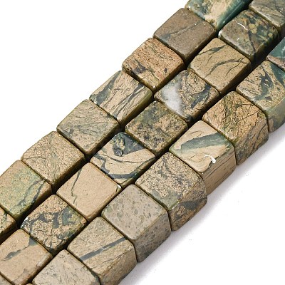 Natural Verdite Stone Beads Strands G-B155-C11-8x8mm-1