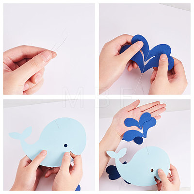 Creative Whale Spray Shape Paper Hanging Garlands DIY-WH0114-01-1