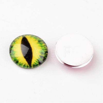Half Round/Dome Dragon Eye Printed Glass Cabochons X-GGLA-A002-12mm-AB-1