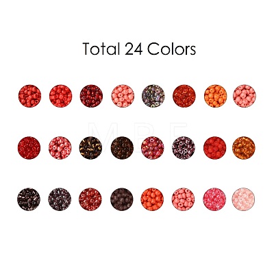 Red Series 600G 24 Colors Glass Seed Beads SEED-JP0008-02-4mm-1