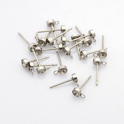 Non-Tarnish 304 Stainless Steel Stud Earring Settings STAS-N036-01-1