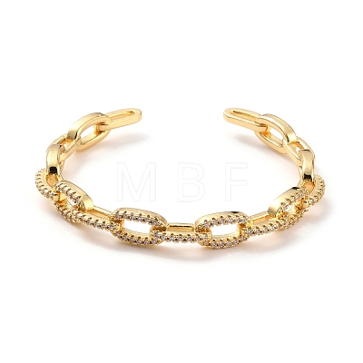Spling Cable Chain-shaped Cubic Zirconia Cuff Bangle BJEW-D448-08G-RS-1