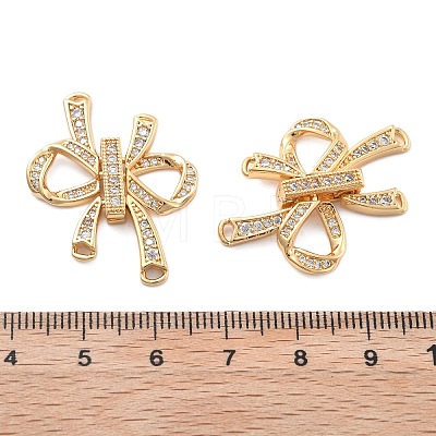 Brass Micro Pave Clear Cubic Zirconia Fold Over Clasps KK-B125-02G-1