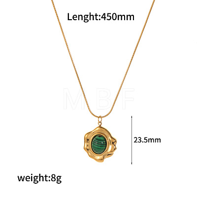 Synthetic Malachite Flower Teardrop Pendant 304 Stainless Steel Chain Necklaces for Women FS-WG9E461-02-1