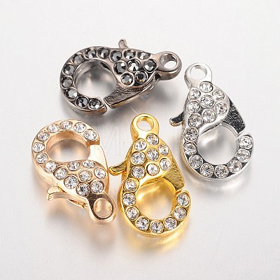Alloy Glass Rhinestone Lobster Claw Clasps ZIRC-F022-63-1