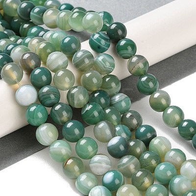 Natural Striped Agate/Banded Agate Beads Strands G-Z060-A01-B01-1