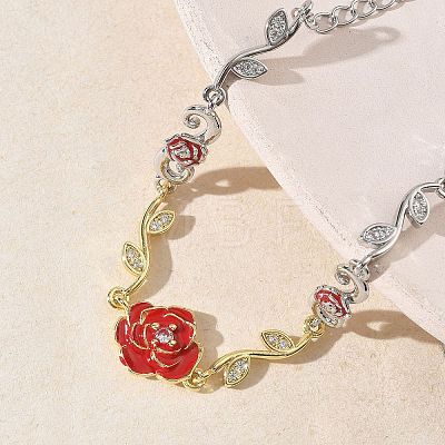 Brass Micro Pave Clear Cubic Zirconia Link Chain Bracelets for Women BJEW-C156-05GP-1