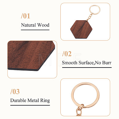Walnut Wood Pendant Keychains KEYC-TAC0034-06C-1
