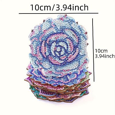 10Pcs Flower Coaster DIY Diamond Painting Kit PW-WG20857-01-1