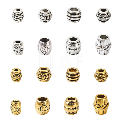 Kissitty 160Pcs 16 Style Tibetan Style Alloy European Beads TIBE-KS0001-10-1