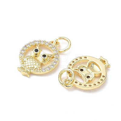 Brass Micro Pave Cubic Zirconia Pendants KK-L253-09G-1