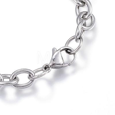304 Stainless Steel Charm Bracelets BJEW-G544-12P-1