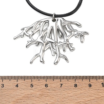 Summer Beach 304 Stainless Steel Coral Shape Pendant Adjustable Black Waxed Cord Necklaces for Women SA-CBAFEB5-04P-1