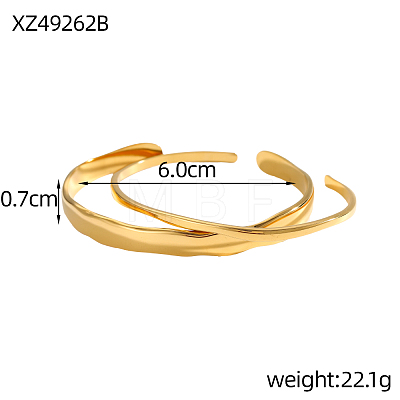 2Pcs 304 Stainless Steel Cuff Bangle Sets STAS-OY009-19G-1