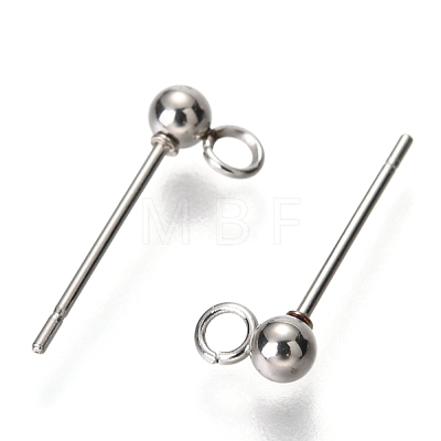Original Color 304 Stainless Steel Ball Post Stud Earring Findings STAS-C018-23P-03-1