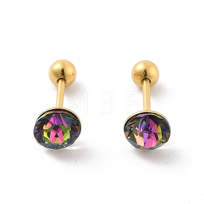 2 Pairs 2 Colors Real 14K Gold Plated 304 Stainless Steel Rhinestone Stud Earrings EJEW-P258-08G-1