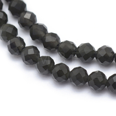 Natural Obsidian Beads Strand G-E411-33-4mm-1