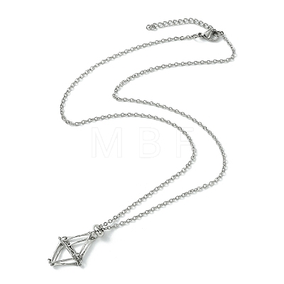 Crystal Cage Holder Necklace NJEW-JN04602-01-1