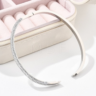 304 Stainless Steel Rhinestone Bangles for Women BJEW-Z092-12P-1