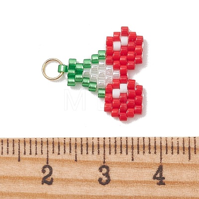 Fruit Theme Glass Seed Beaded Pendants PALLOY-MZ01357-01-1