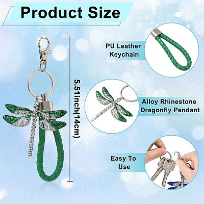 Alloy Enamel & Crystal Rhinestone & PU Leather Strap Keychain KEYC-YW00306-03-1