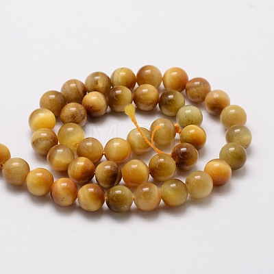 Natural Tiger Eye Round Beads Strands G-E329-6mm-40C-1