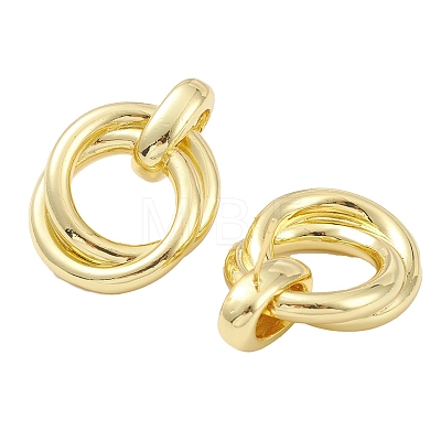 Rack Plating Brass Interlaced Ring Stud Earrings for Women EJEW-K245-04G-1