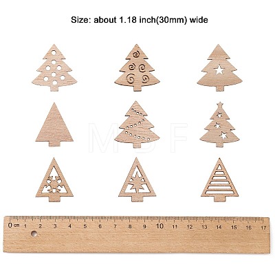 100Pcs Christmas Tree Unfinished Wooden Ornaments WOCR-CJ0001-01-1